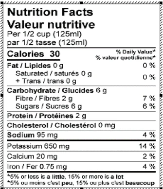 Nutrition Facts table for Emma Passata Organic