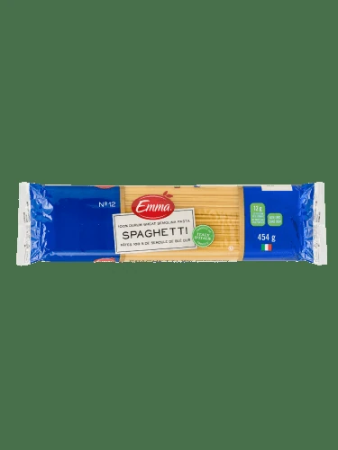 Nutrition Facts table for Emma Spaghetti Pasta
