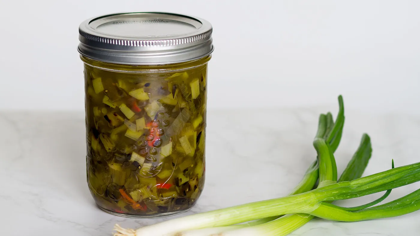 Charred Scallion and Chili Sauce Preserved in Extra Virgin Olive Oil