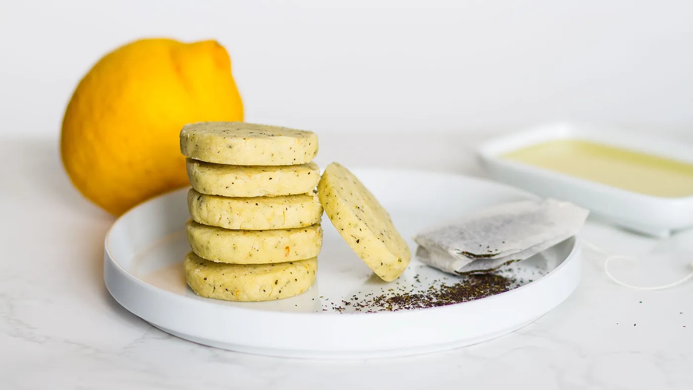 Dairy-Free Shortbread Cookies Infused with Earl Grey Tea and Lemon