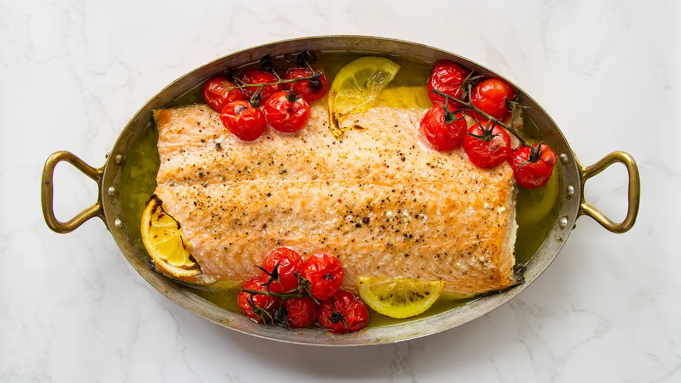 Extra Virgin Olive Oil Poached Salmon