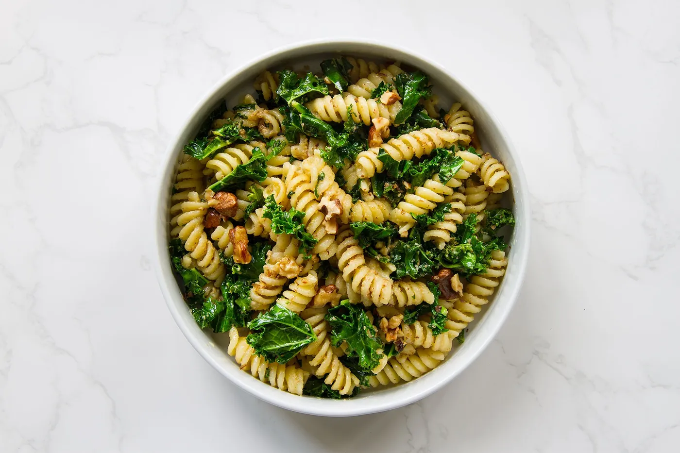 Fusilli with Kale and Walnut Pesto